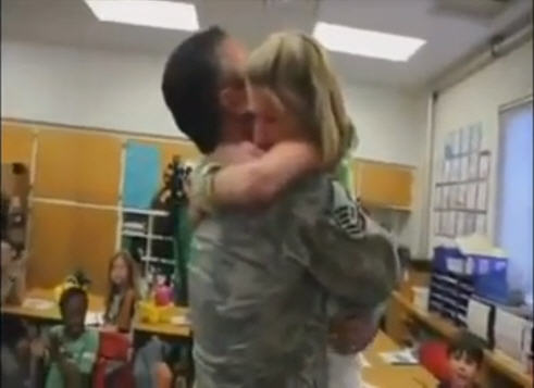 A Soldier Surprising His Daughter