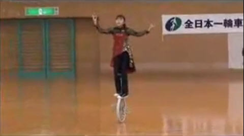 Girl displaying amazing unicycling skills